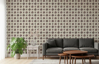 Vintage tile look wallpaper in dark brown and ivory