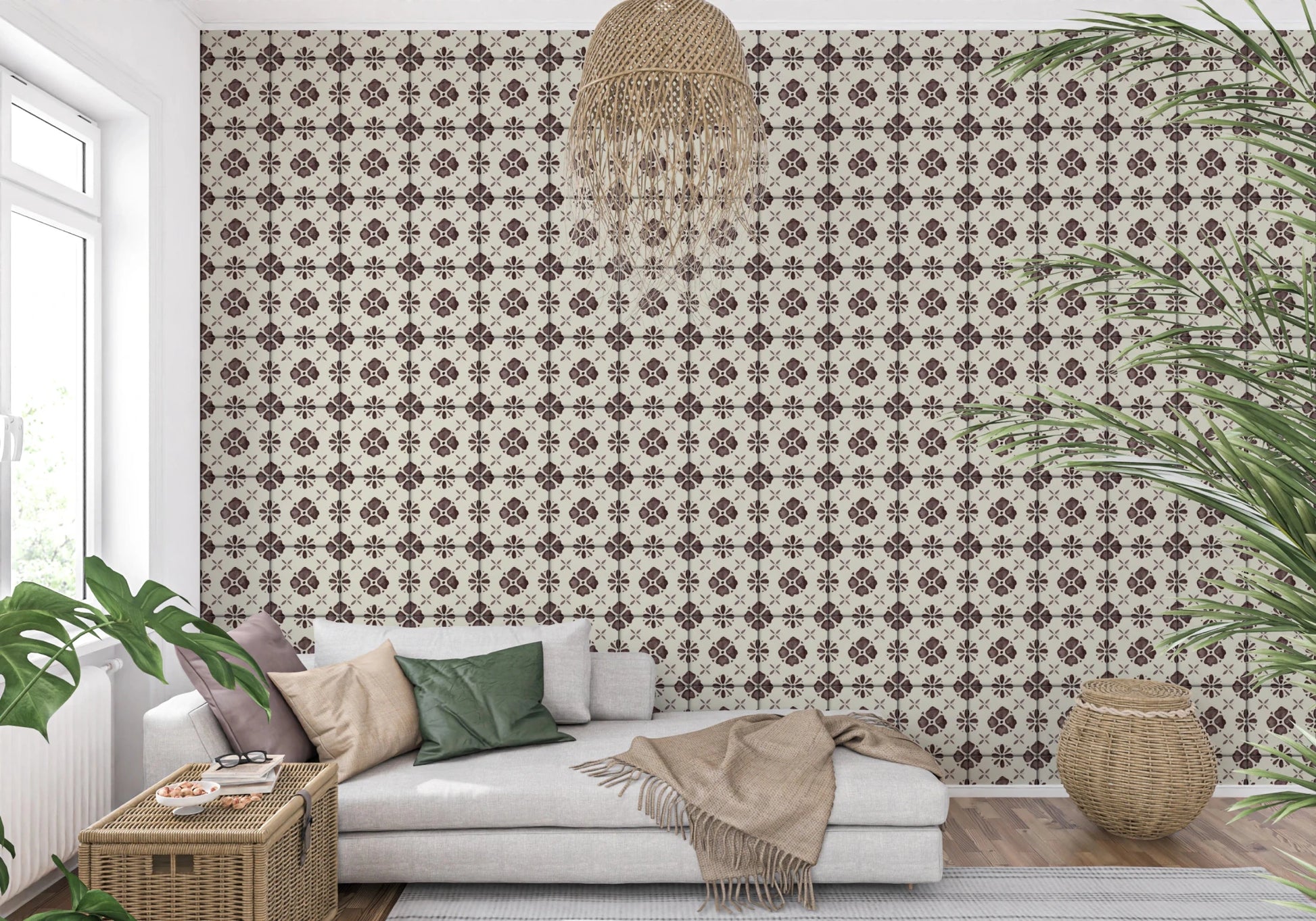 Geometric flower wall mural for office interior design