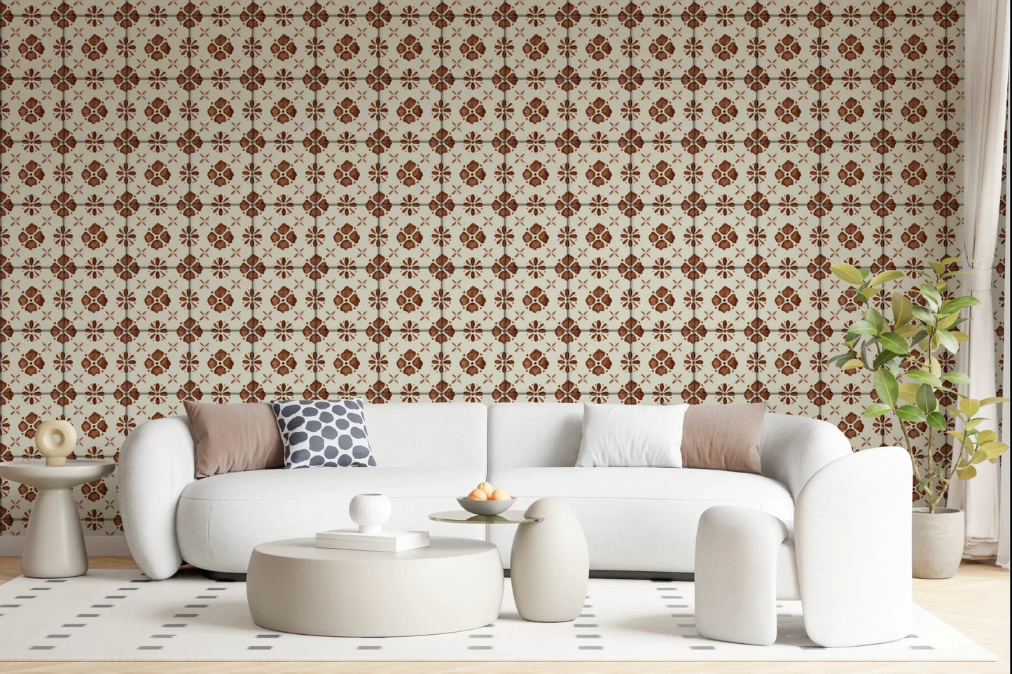 Symmetrical floral wallpaper for bedroom feature walls, GD8387
