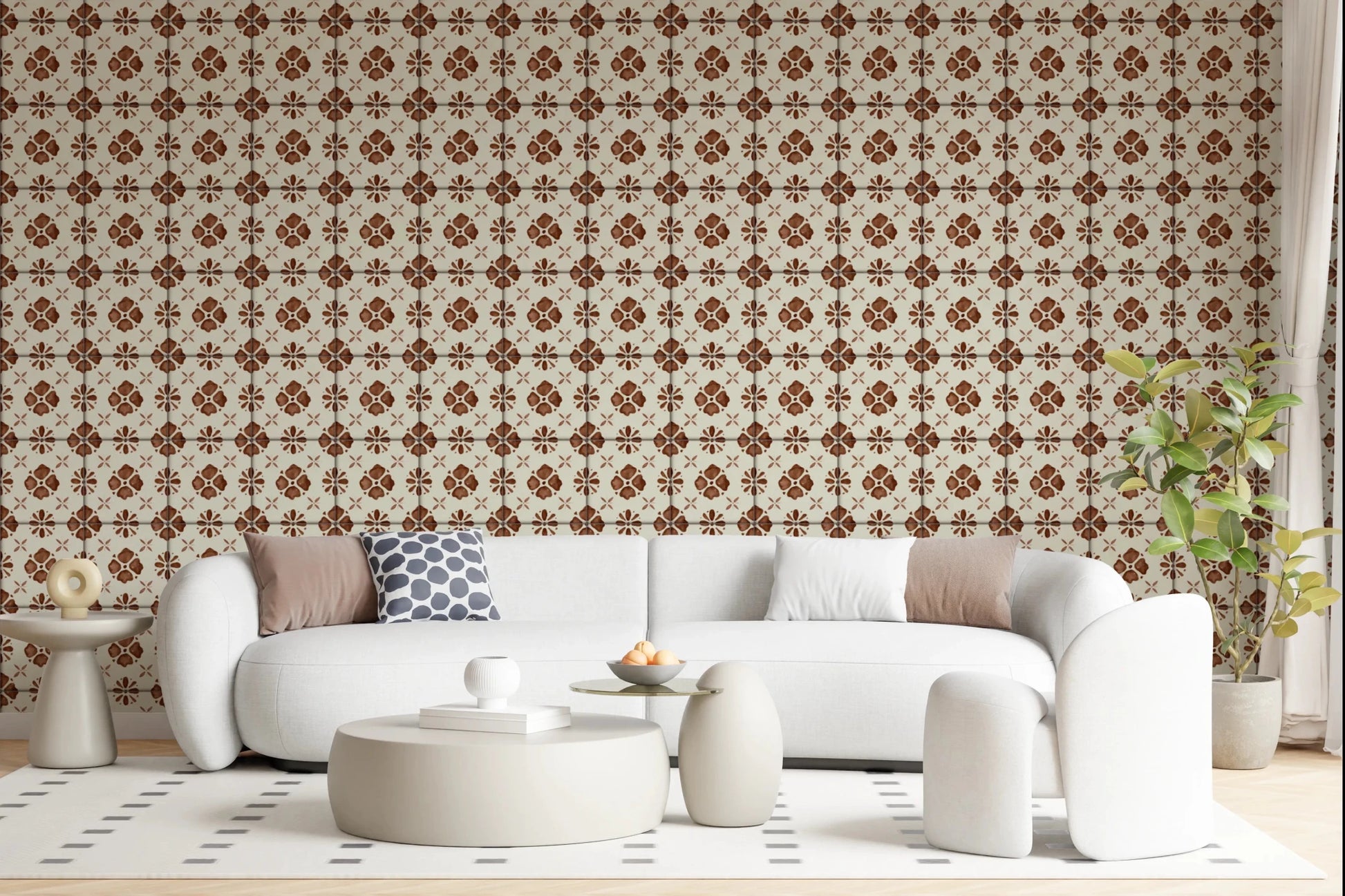 Symmetrical floral wallpaper for bedroom feature walls, GD8387