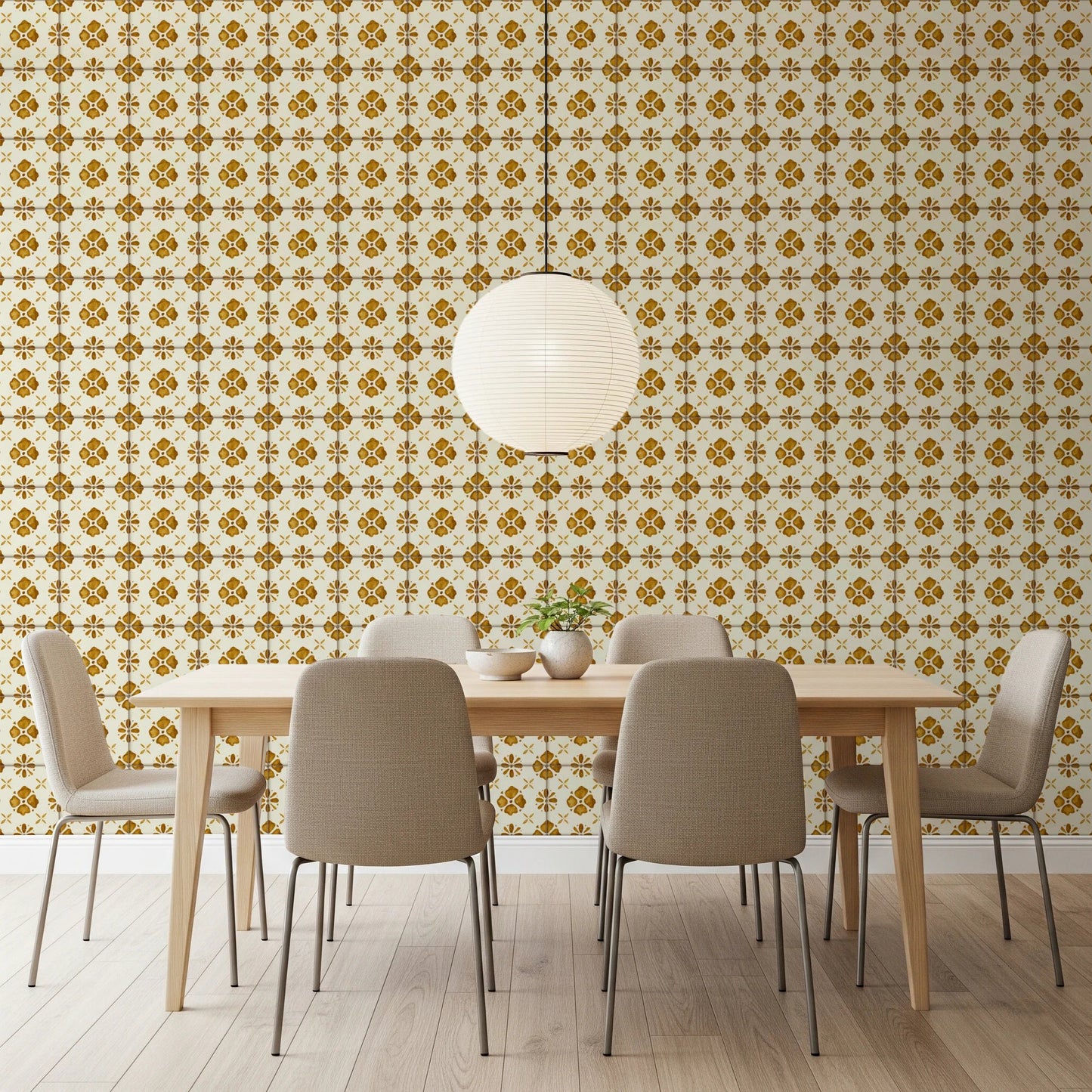 Symmetrical flower wallpaper for bedroom feature walls