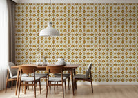 Farmhouse Classic Backsplash Gold Wallpaper with vintage pattern
