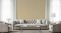 Golden geometric tile wall mural for bathroom interiors