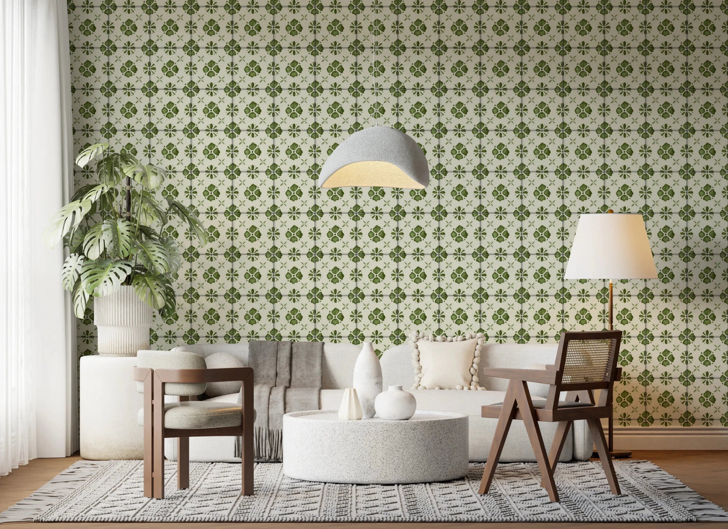 Geometric flower wall mural for office interior design