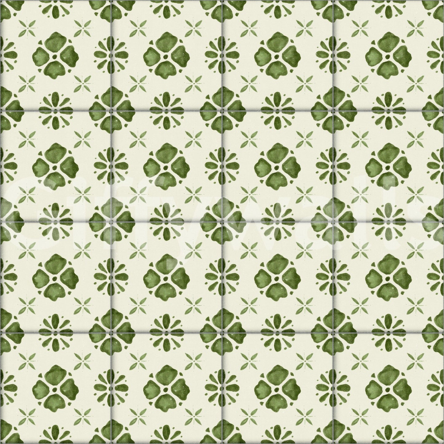 Classic tile design wall mural for bathroom styling