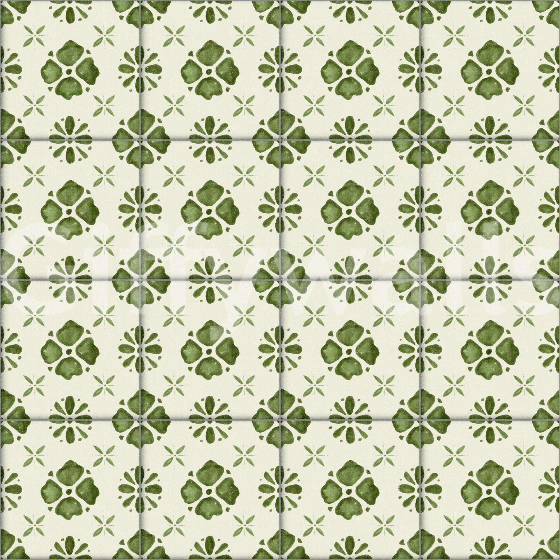 Classic tile design wall mural for bathroom styling