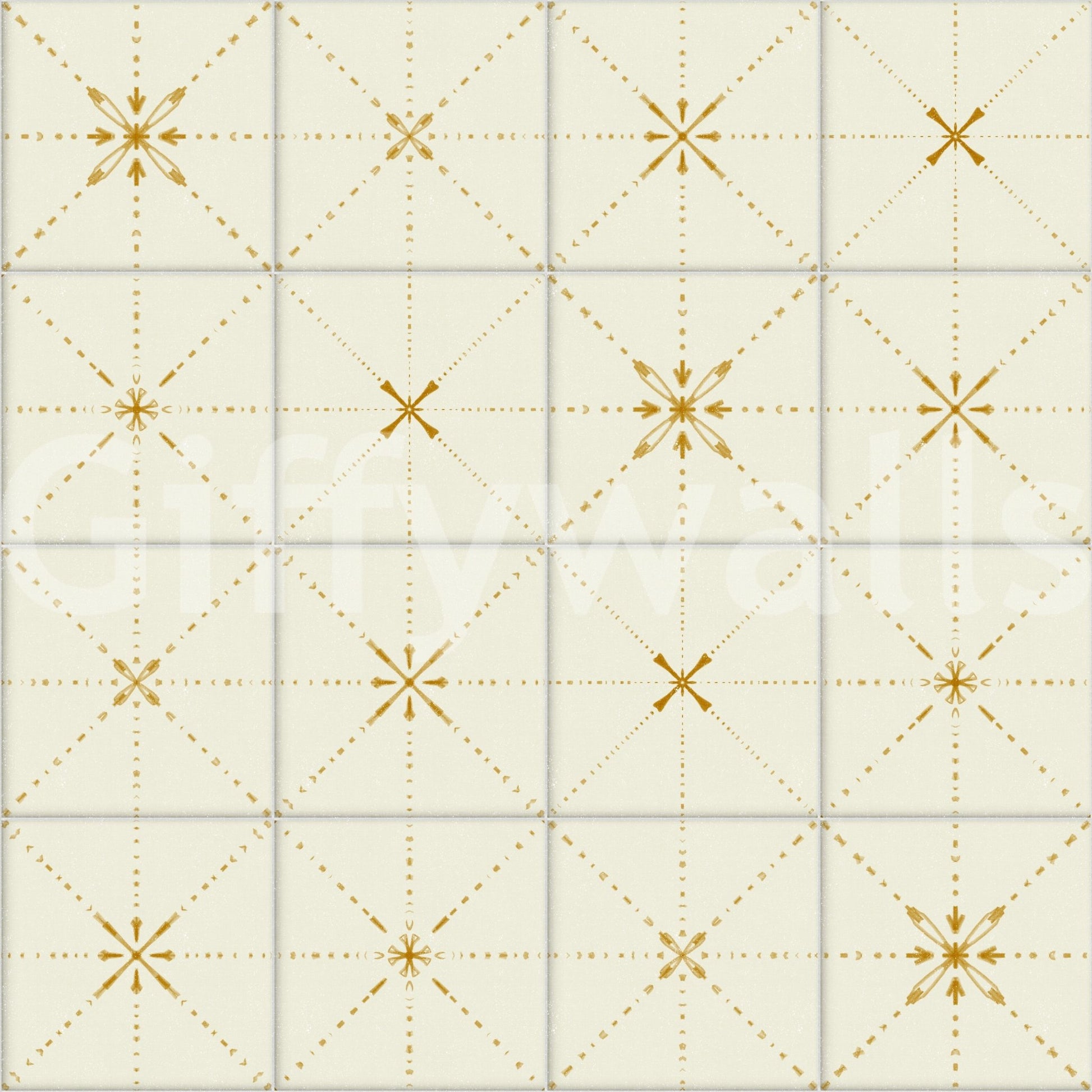 Vintage gold star pattern farmhouse wall covering.