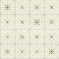 Vintage olive green star pattern wallpaper for pantry.
