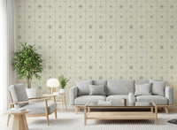 Soft green geometric tile aesthetic wall mural.
