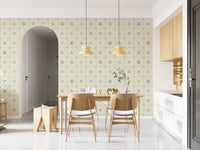 Olive green mosaic tile print for kitchen backsplashes.