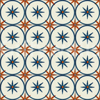 Sophisticated Mediterranean blue pattern wallpaper wall mural.