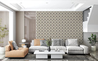 Symmetrical geometric pattern wallpaper for a home wall mural.