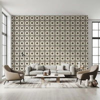 Neutral off-white and brown pattern wallpaper wall mural.