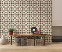 Earthy star and circle pattern wallpaper wall mural design.