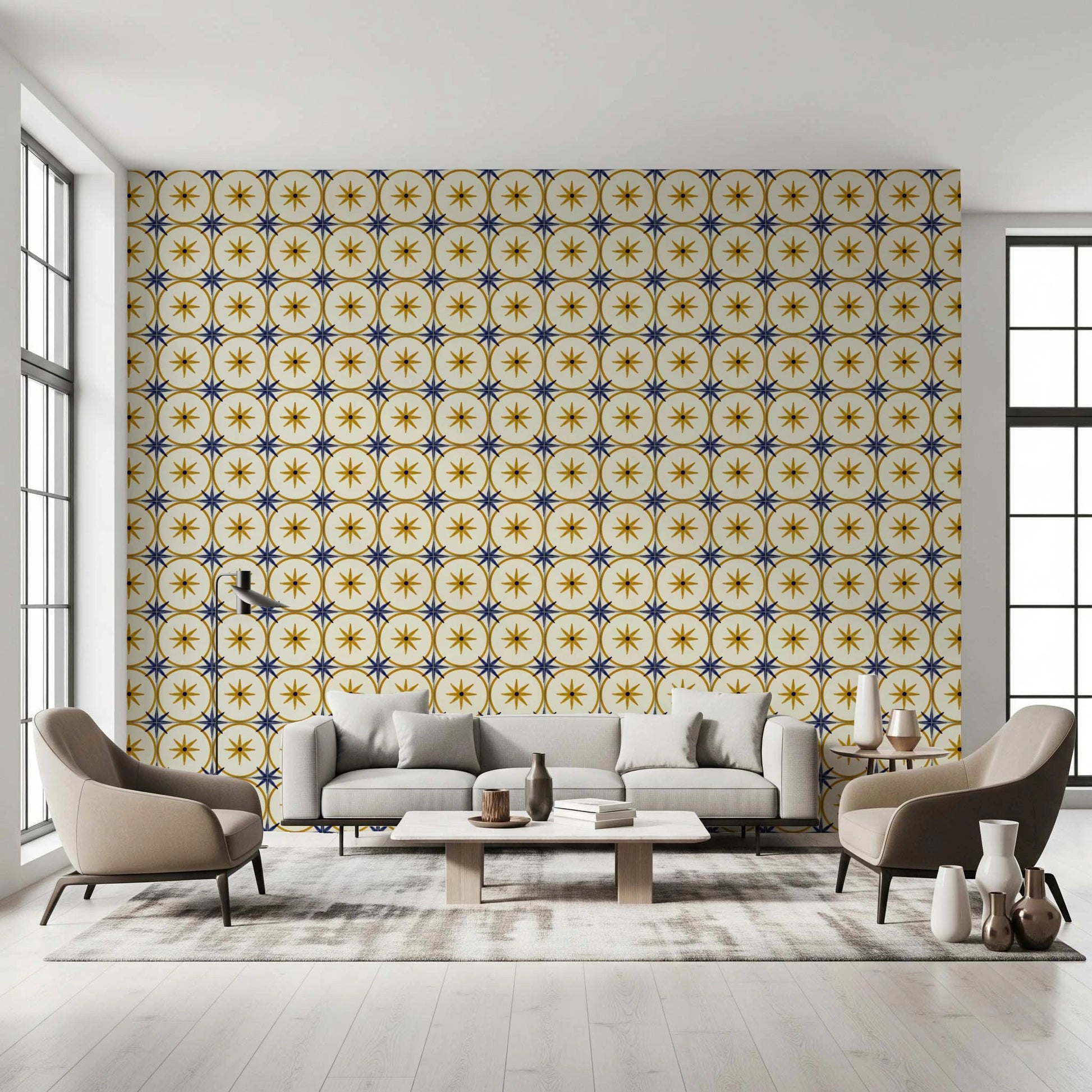 Traditional farmhouse style wallpaper for a feature wall mural., GD8409