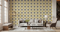 Symmetrical geometric pattern wallpaper for a home wall mural., GD8409