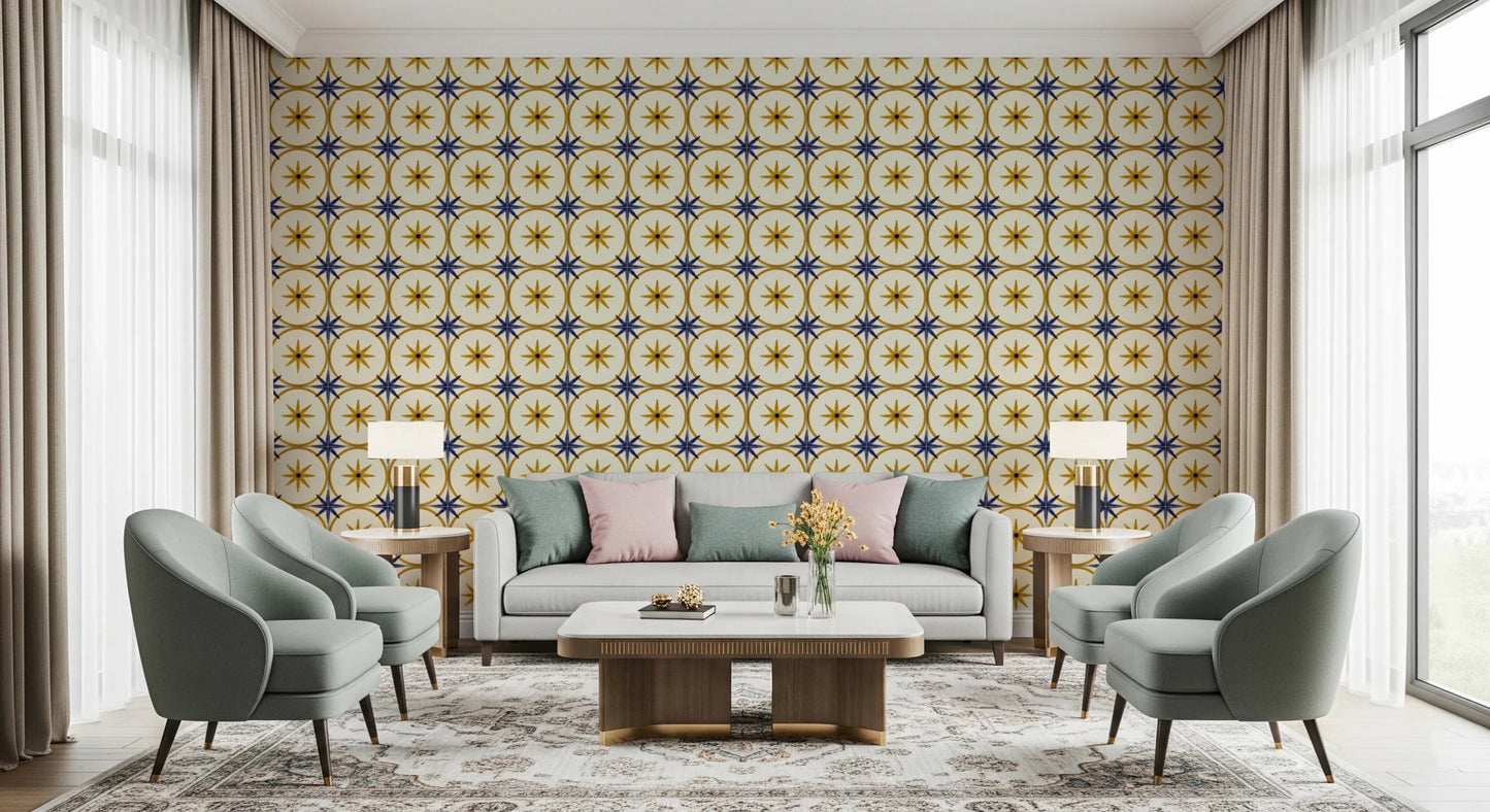 Farmhouse Timeless Backsplash Gold Wallpaper for a laundry room., GD8409
