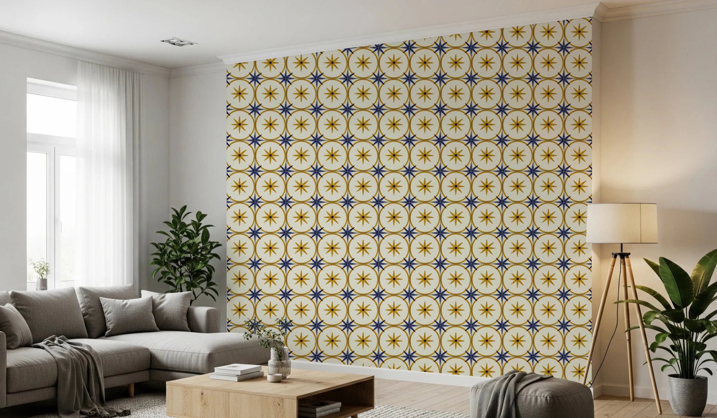 Hand-stamped aesthetic pattern wallpaper for a wall mural., GD8409