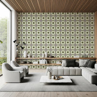 Hand-stamped aesthetic pattern wallpaper for a wall mural.