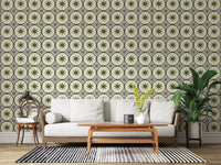 Farmhouse Timeless Backsplash Olive Wallpaper star pattern.