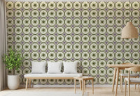 Olive green and purple star pattern wallpaper for a wall mural.