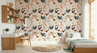 Farmyard Friends woolly sheep pattern for cozy bedroom wallpaper.