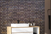 Brown faux brick wallpaper mural for warm, earthy spaces., brick-05