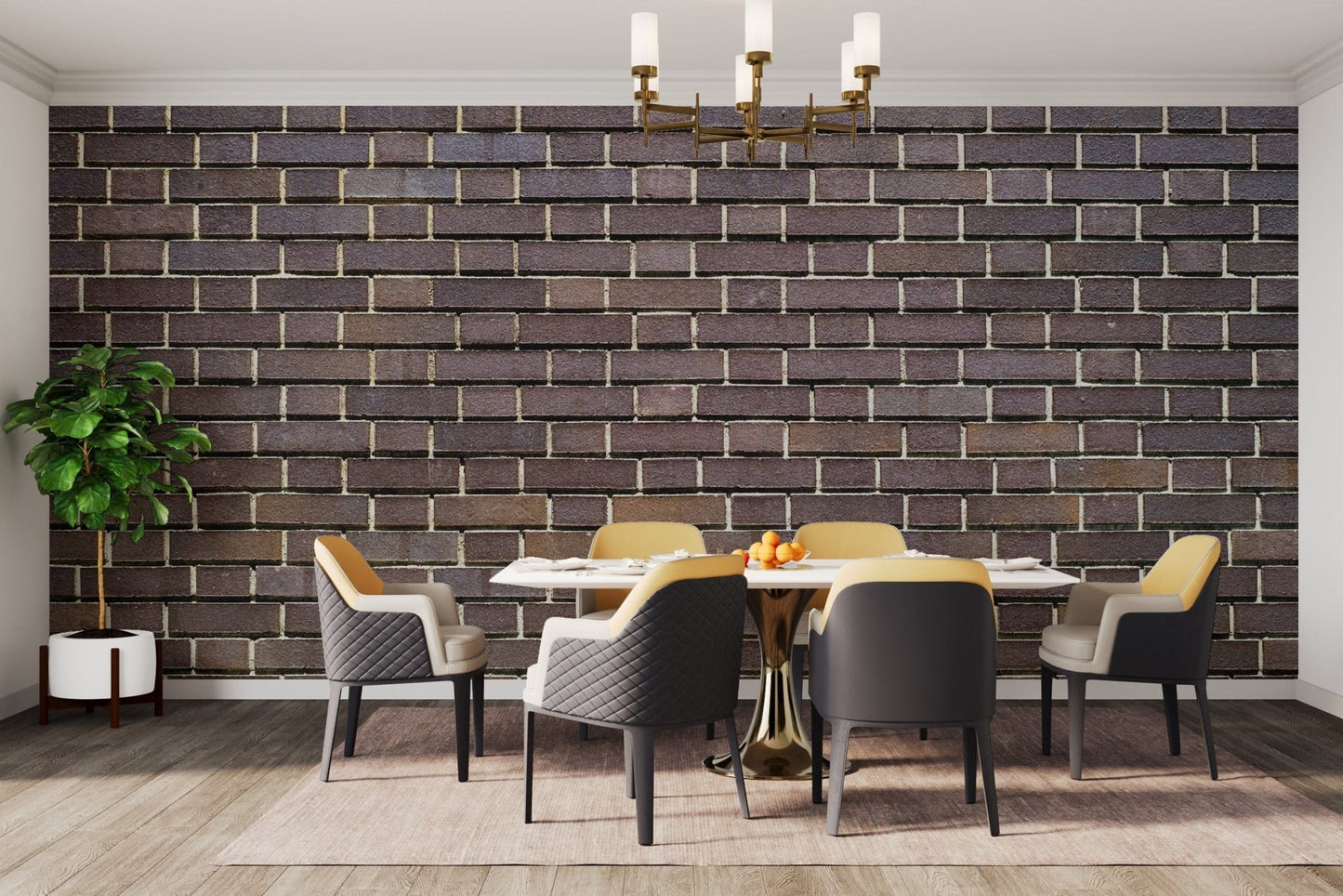 Textured faux bricks wallpaper in a classic brown design., brick-05