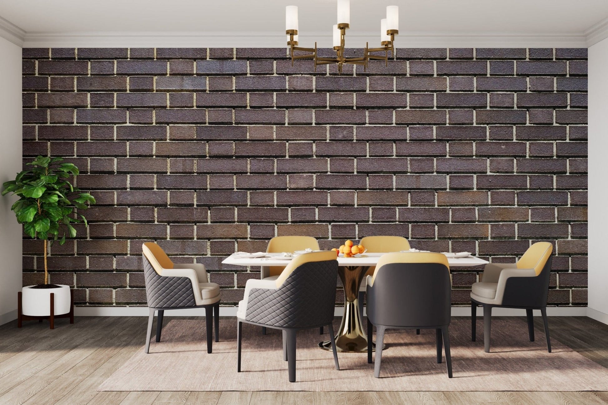 Textured faux bricks wallpaper in a classic brown design., brick-05