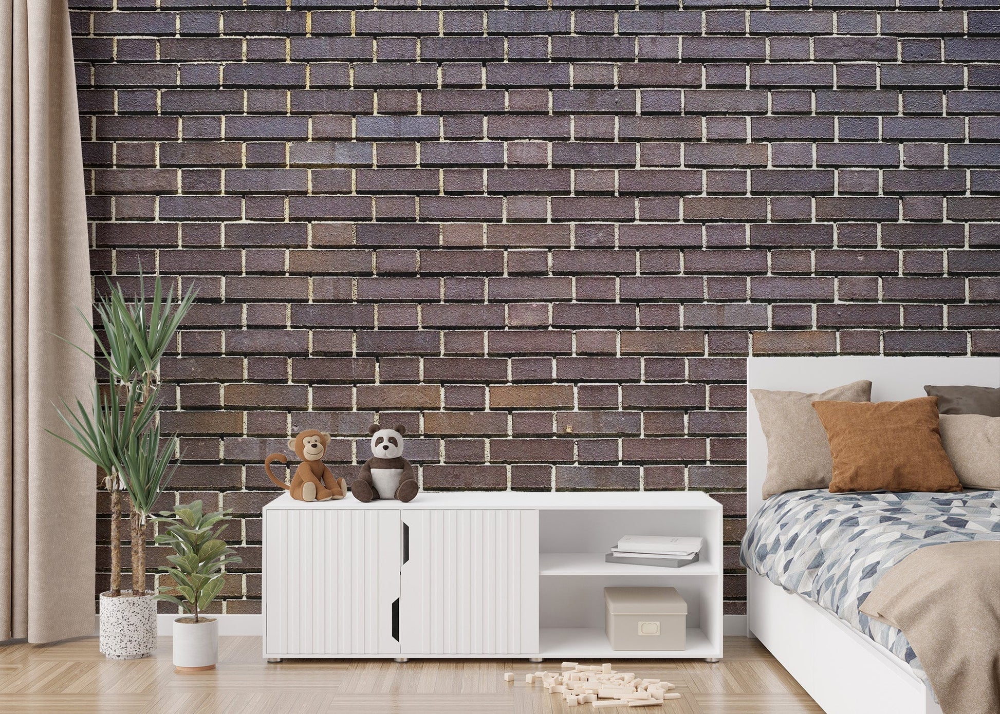 Faux Bricks Brown Wallpaper Mural - Giffywalls, brick-05