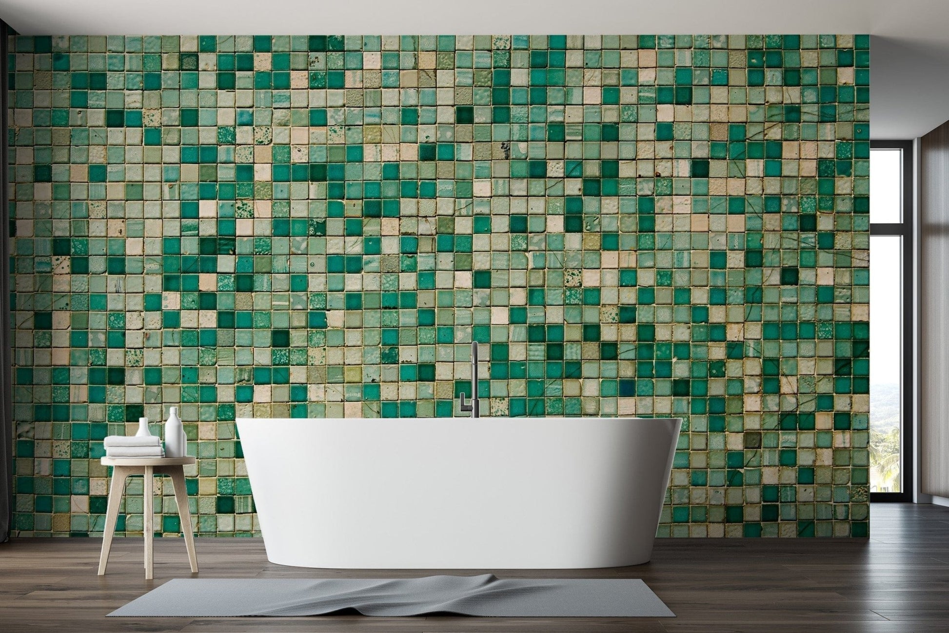 Faux Mosaic Wallpaper Mural - Giffywalls Tile-2