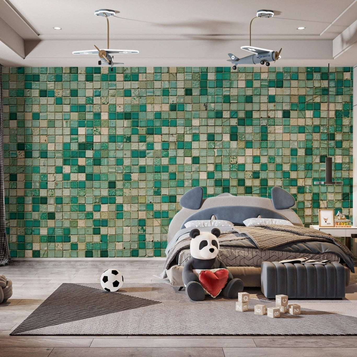 Faux Mosaic Tile Wallpaper Mural for Walls Tile-2