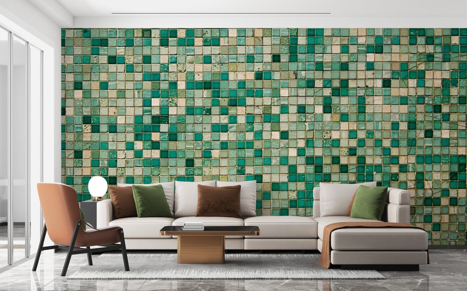 Stylish Faux Mosaic Tile Wall Mural Design Tile-2