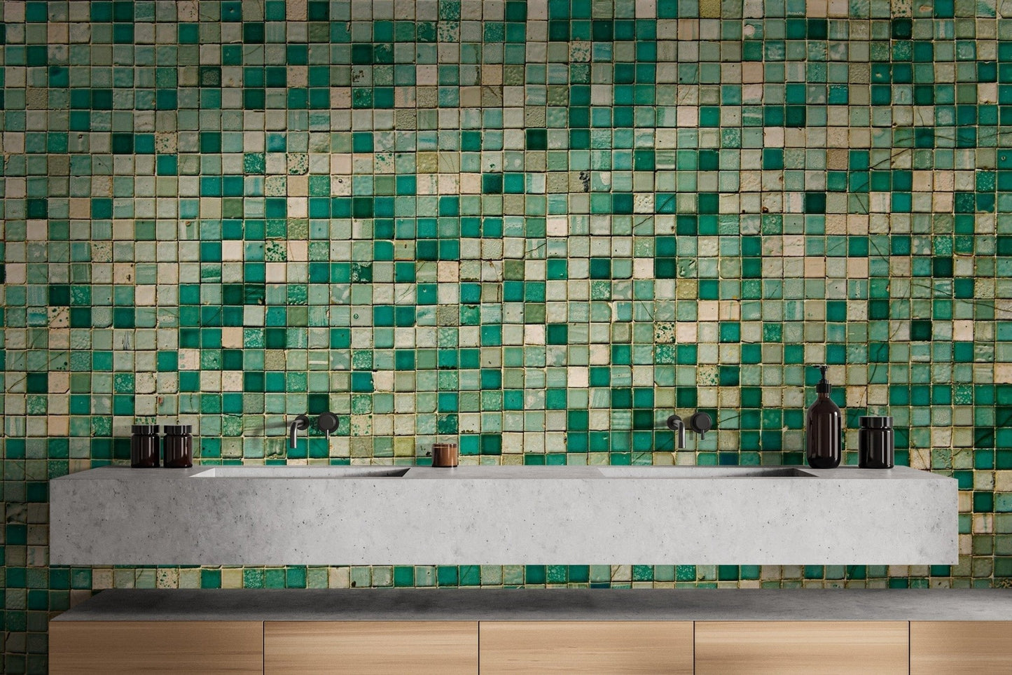Faux Mosaic Wallpaper Mural - Giffywalls Tile-2