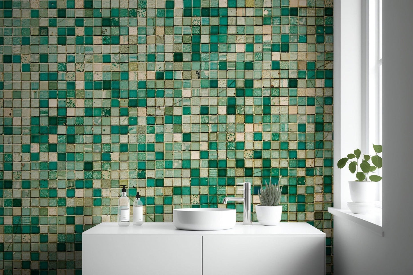 Faux Mosaic Wallpaper Mural - Giffywalls Tile-2