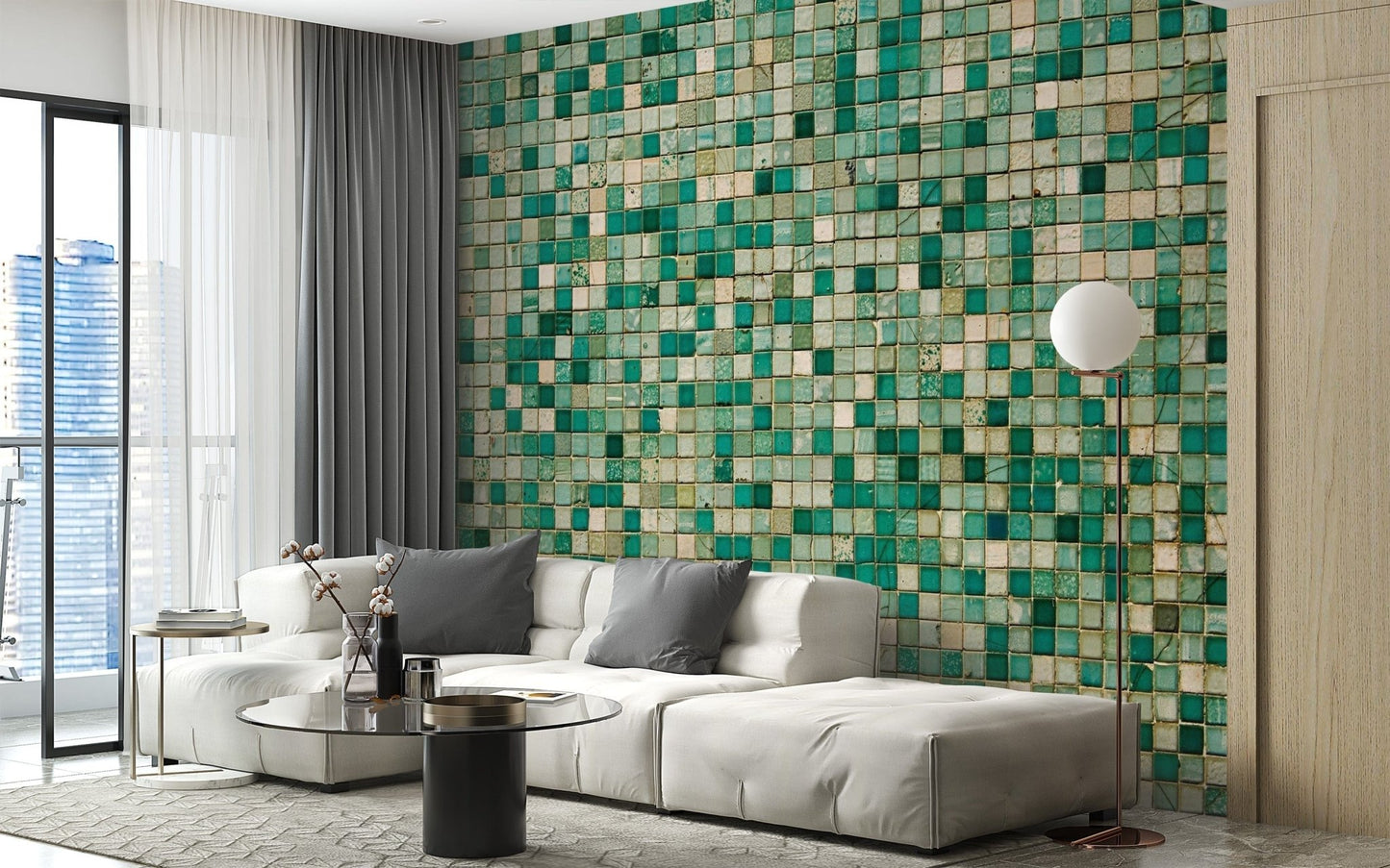 Faux Mosaic Wallpaper Mural - Giffywalls Tile-2