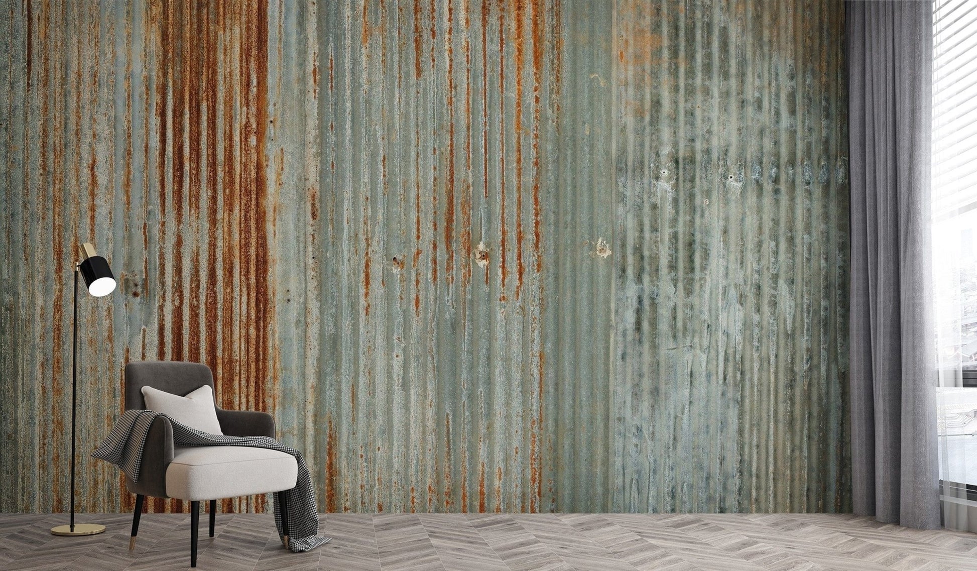 Peel and stick faux rust metallic wallpaper