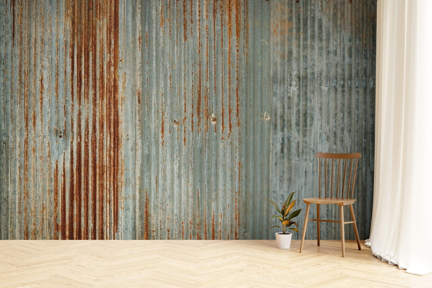 Removable faux rust metallic wallpaper for walls