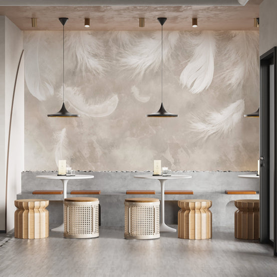 Soft watercolor feathers wallpaper design, B363