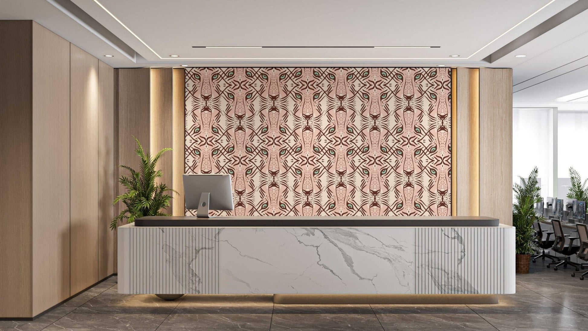 Chic wallpaper with whimsical feline patterns