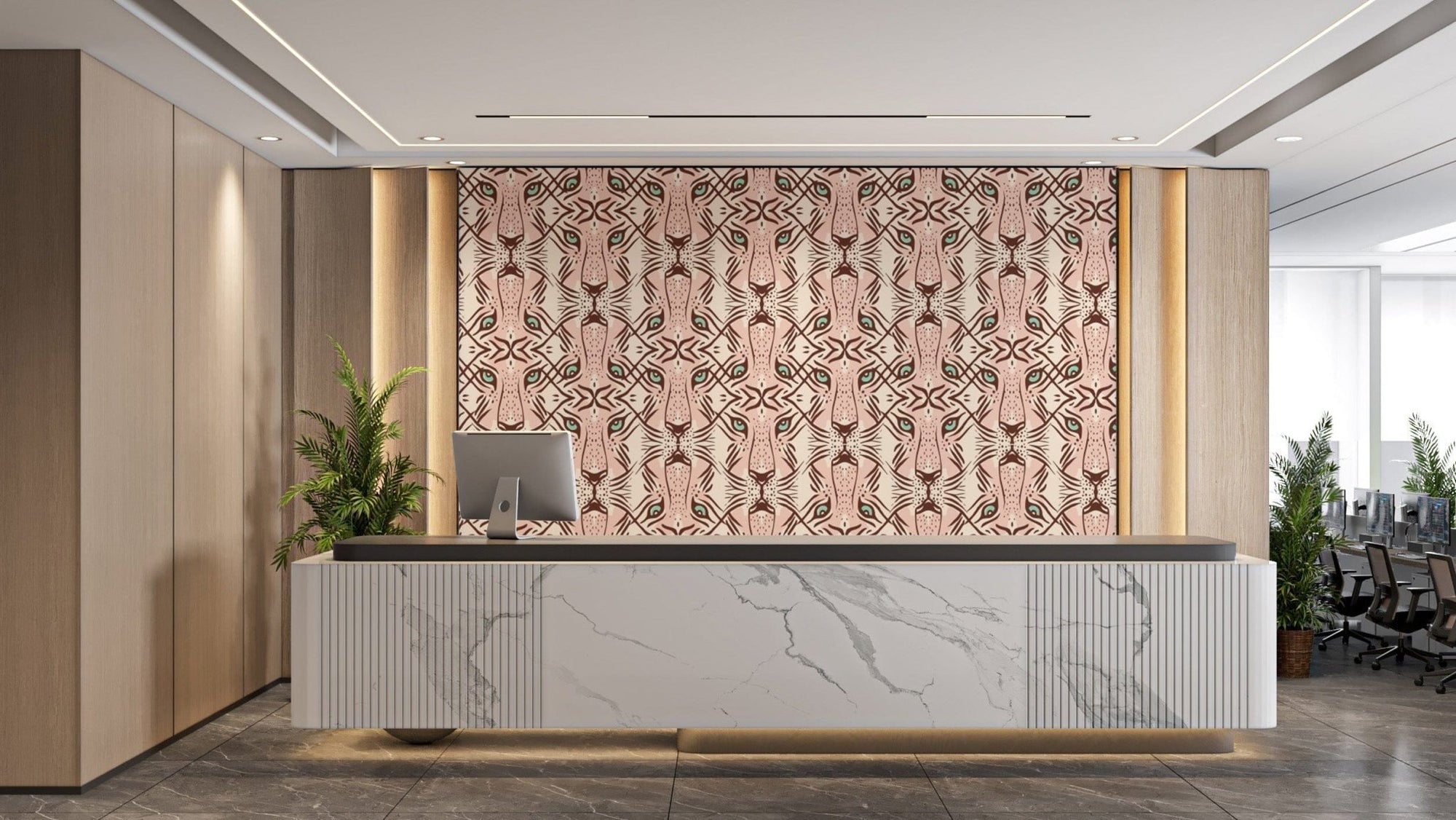 Chic wallpaper with whimsical feline patterns, AN76