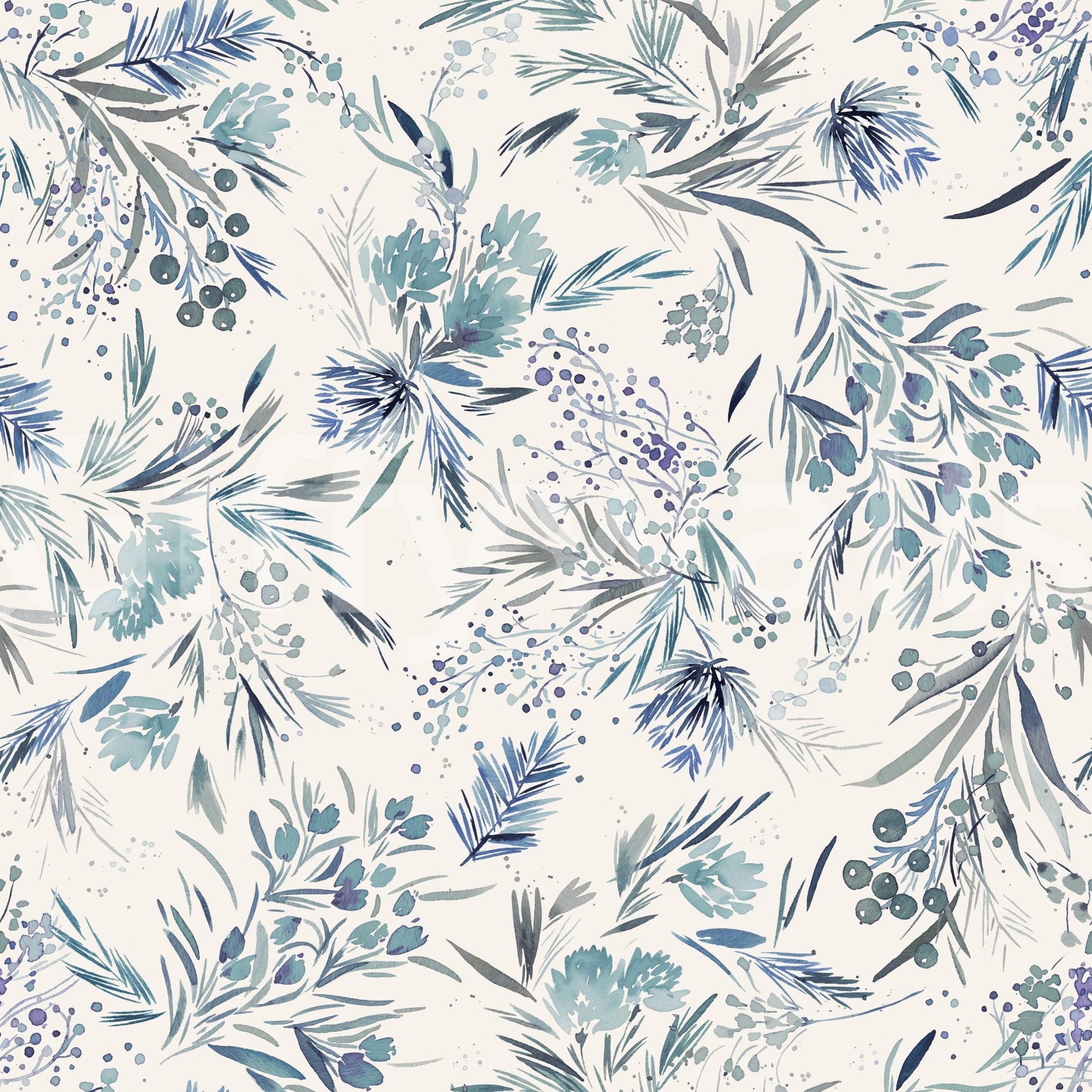 Elegant blue mural wallpaper

