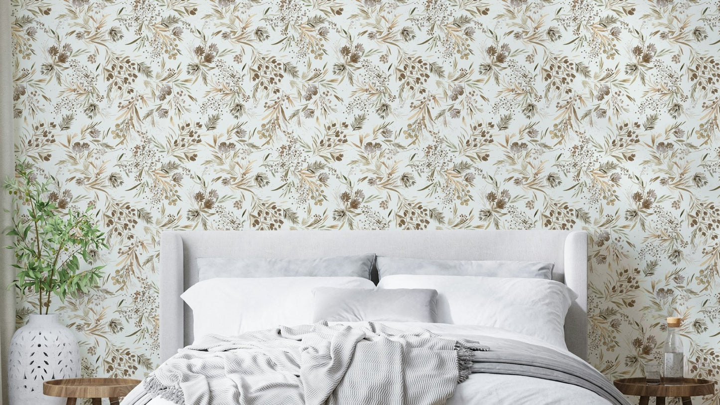 Gold floral wall mural

