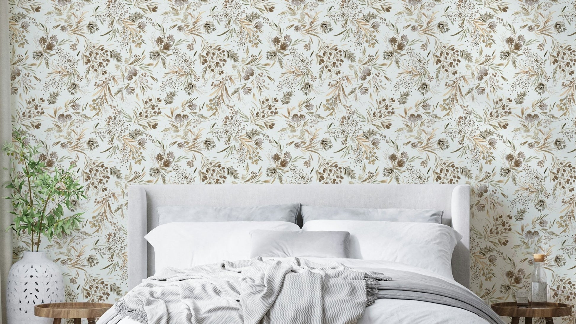 Gold floral wall mural

