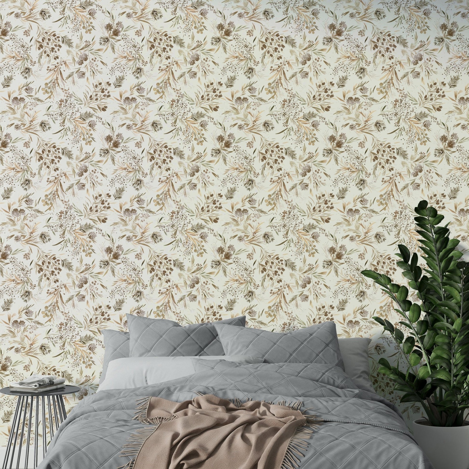 Beige and gold wallpaper print


