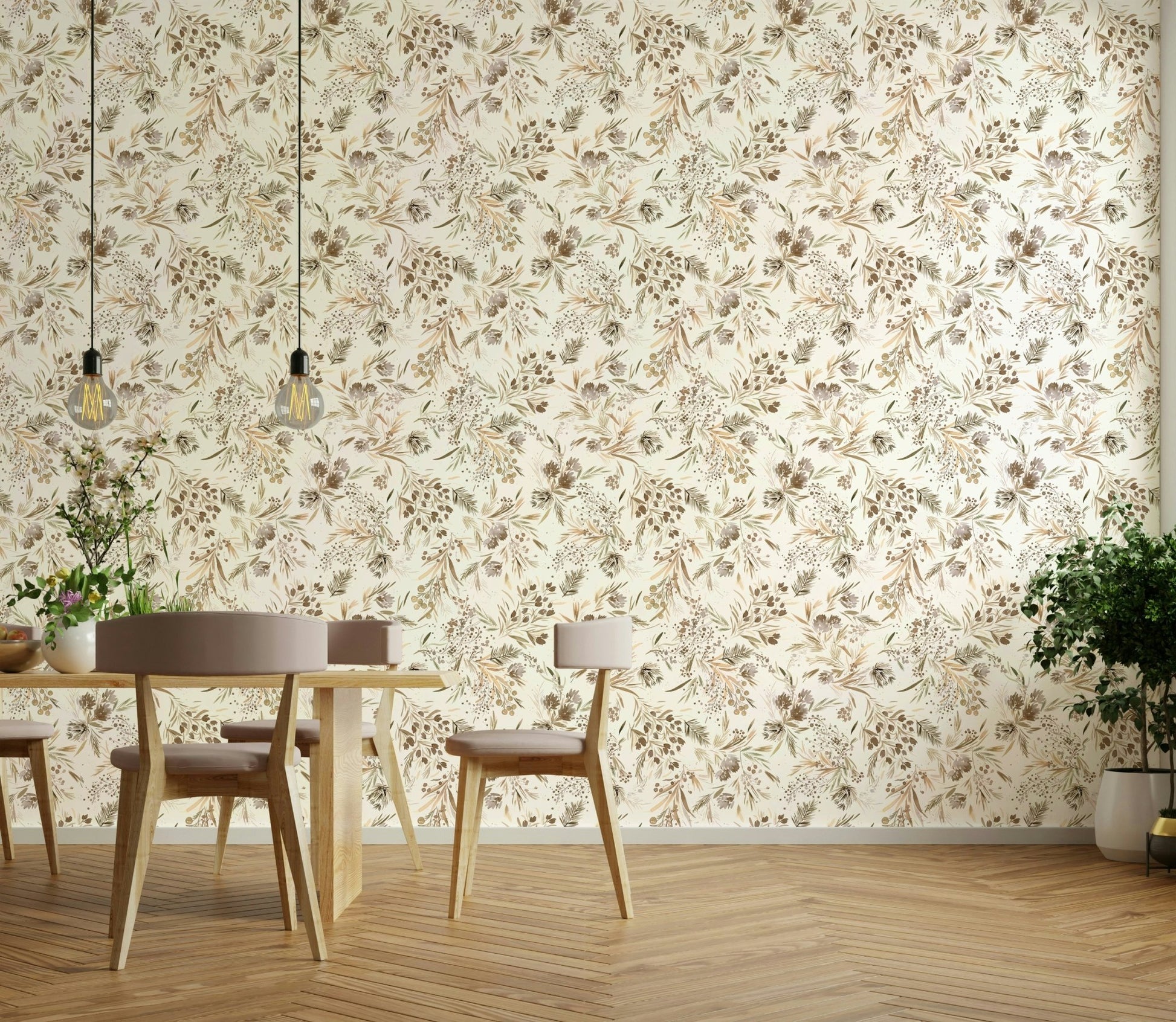 Neutral tone plant wallpaper

