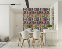 Festive wall mural for a holiday-themed feature wall in a lounge area.