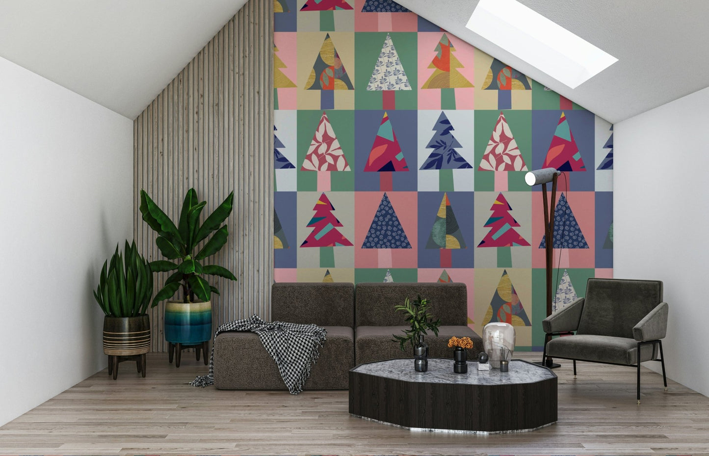 Elegant Forest wallpaper in a kitchen nook with seasonal greenery.