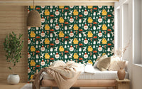 Smiling snowman on the Festive Friends Forever Wallpaper pattern.