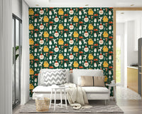 Merry repeat pattern of Festive Friends Forever Wallpaper.